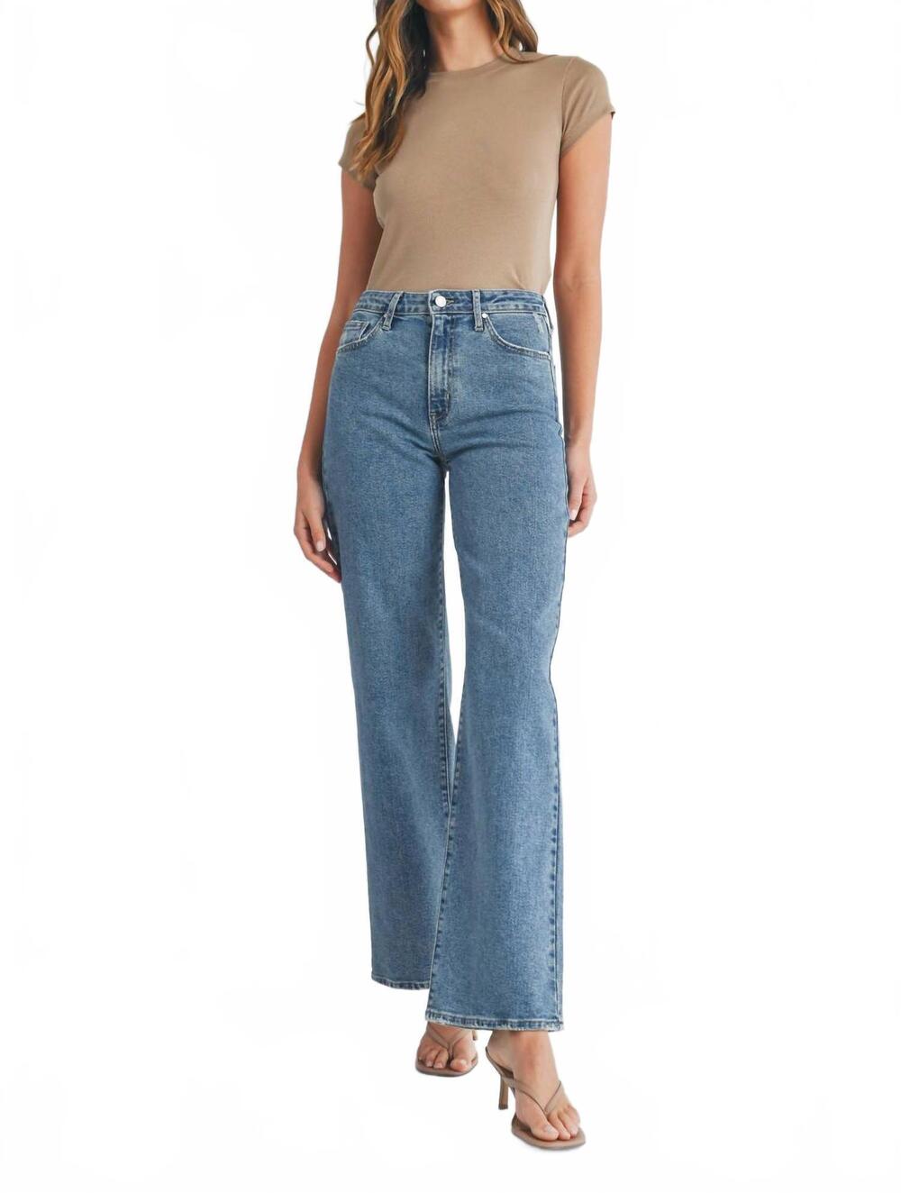 NEW JUST BLACK DENIM women's longer length wide leg jeans in dark blue